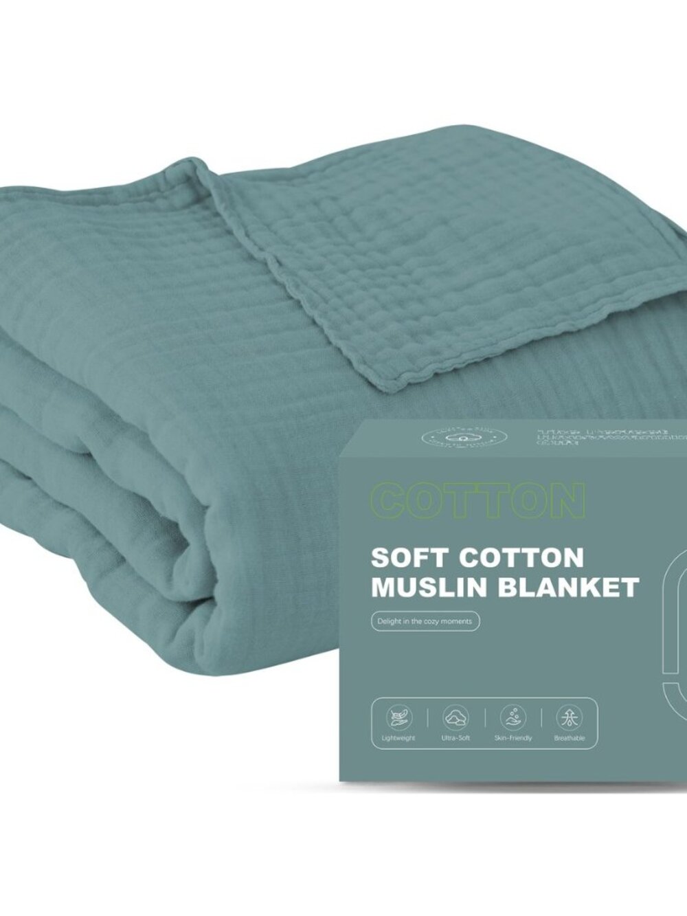 4 Layer Muslin Bed Blanket - Breathable and Lightweight Gauze Boho Blanket for